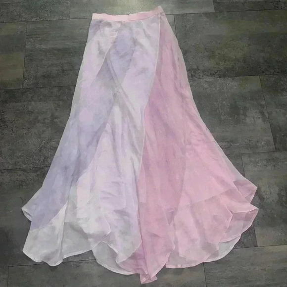 NEW Polo Ralph Lauren Silk Pastel Tie Dye Midi Skirt Size 0 - Picture 2 of 9